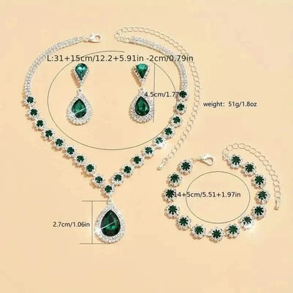 3 - Piece Set: Elegant Bridal Jewelry Set - Rhinestone - Encrusted Earrings, Necklace & Bracelet Combo - Cartsfy Inc.