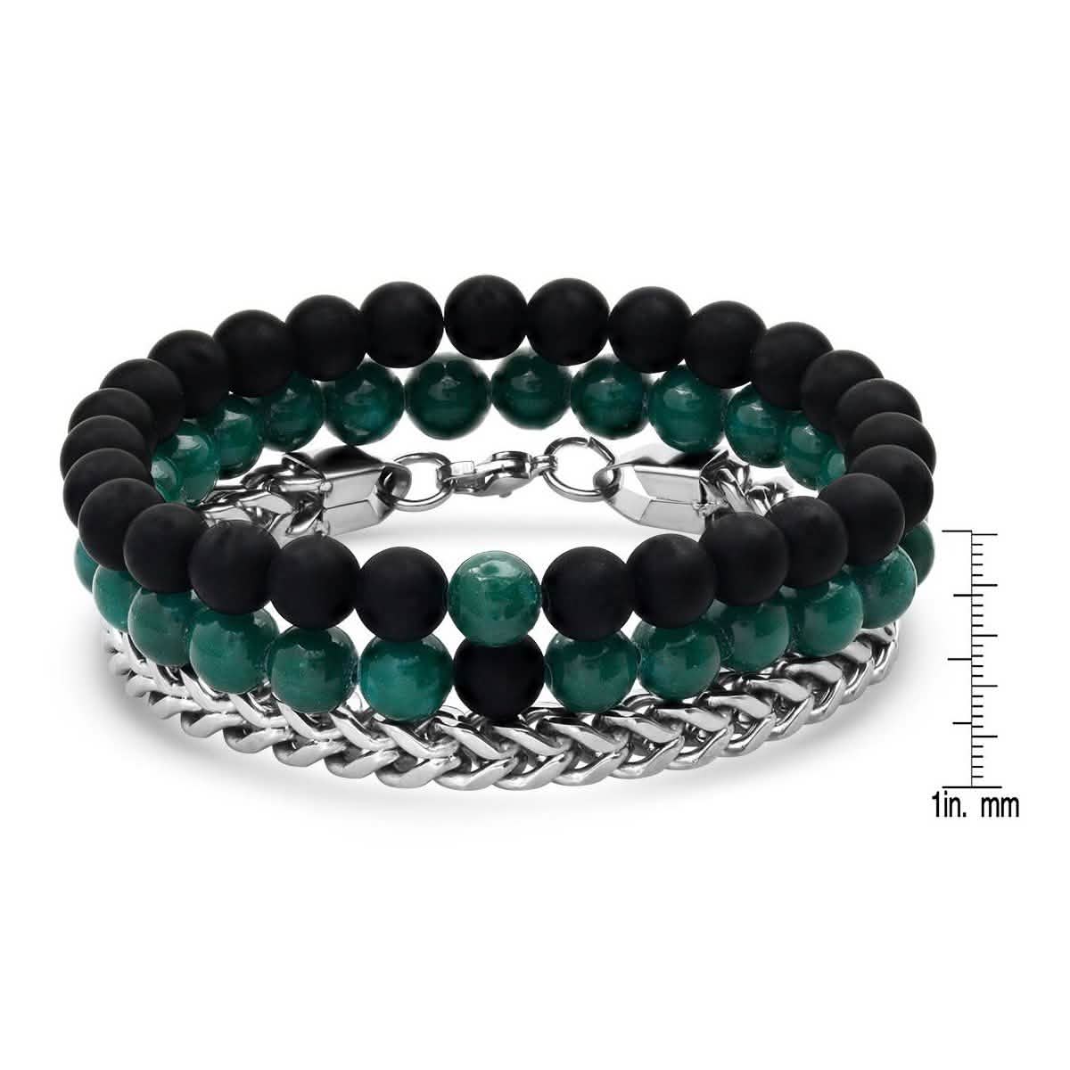3 - Piece Set: Men's Black Lava Bracelets - Cartsfy Inc.
