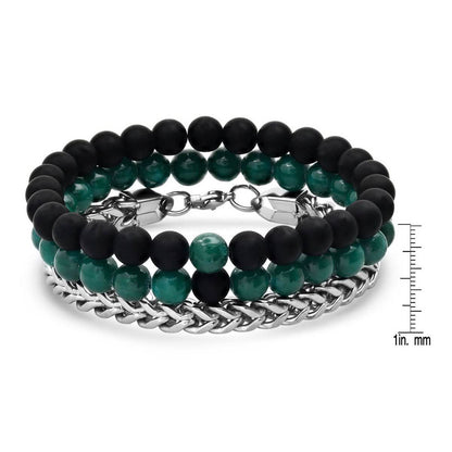 3 - Piece Set: Men's Black Lava Bracelets - Cartsfy Inc.