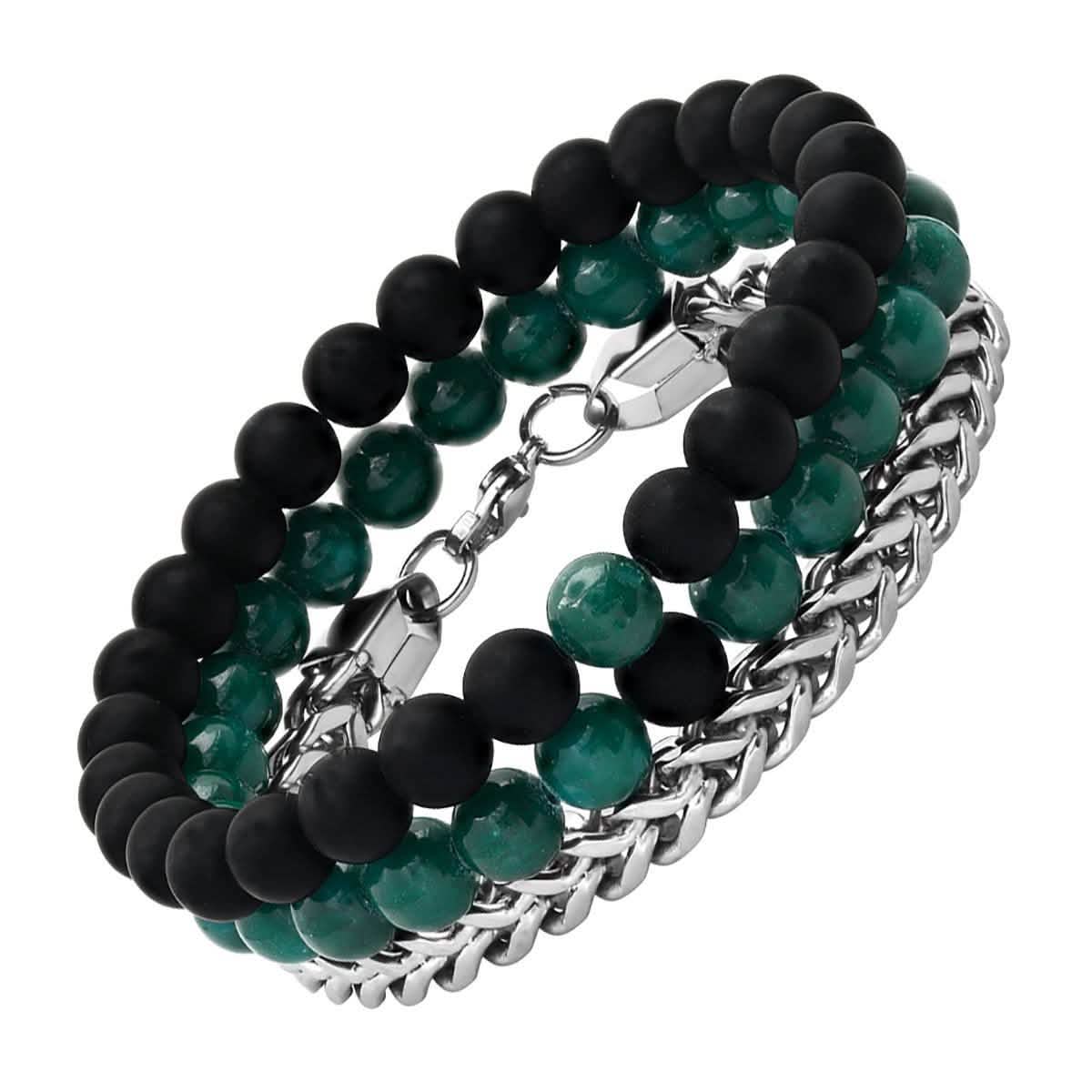 3 - Piece Set: Men's Black Lava Bracelets - Cartsfy Inc.