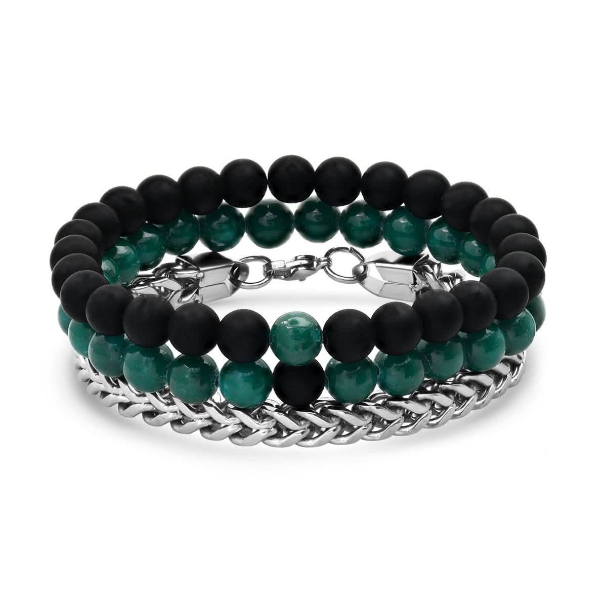 3 - Piece Set: Men's Black Lava Bracelets - Cartsfy Inc.