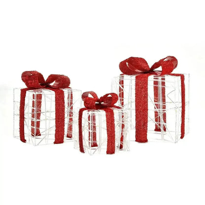 3 Pieces Christmas Lighted Gift Boxes Decorations with 60 LED Lights for Indoor and Outdoor Cartsfy Inc.