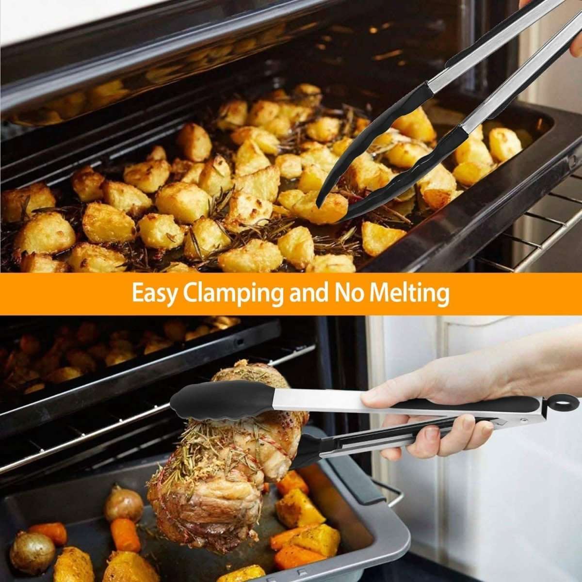 3-Pieces: Kitchen Tongs Stainless Steel with Silicon Cartsfy Inc.