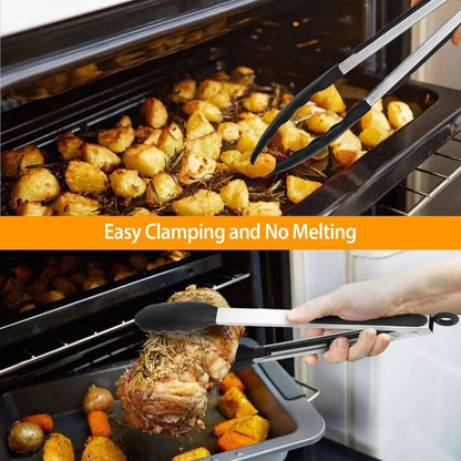 3-Pieces: Kitchen Tongs Stainless Steel with Silicon Cartsfy Inc.