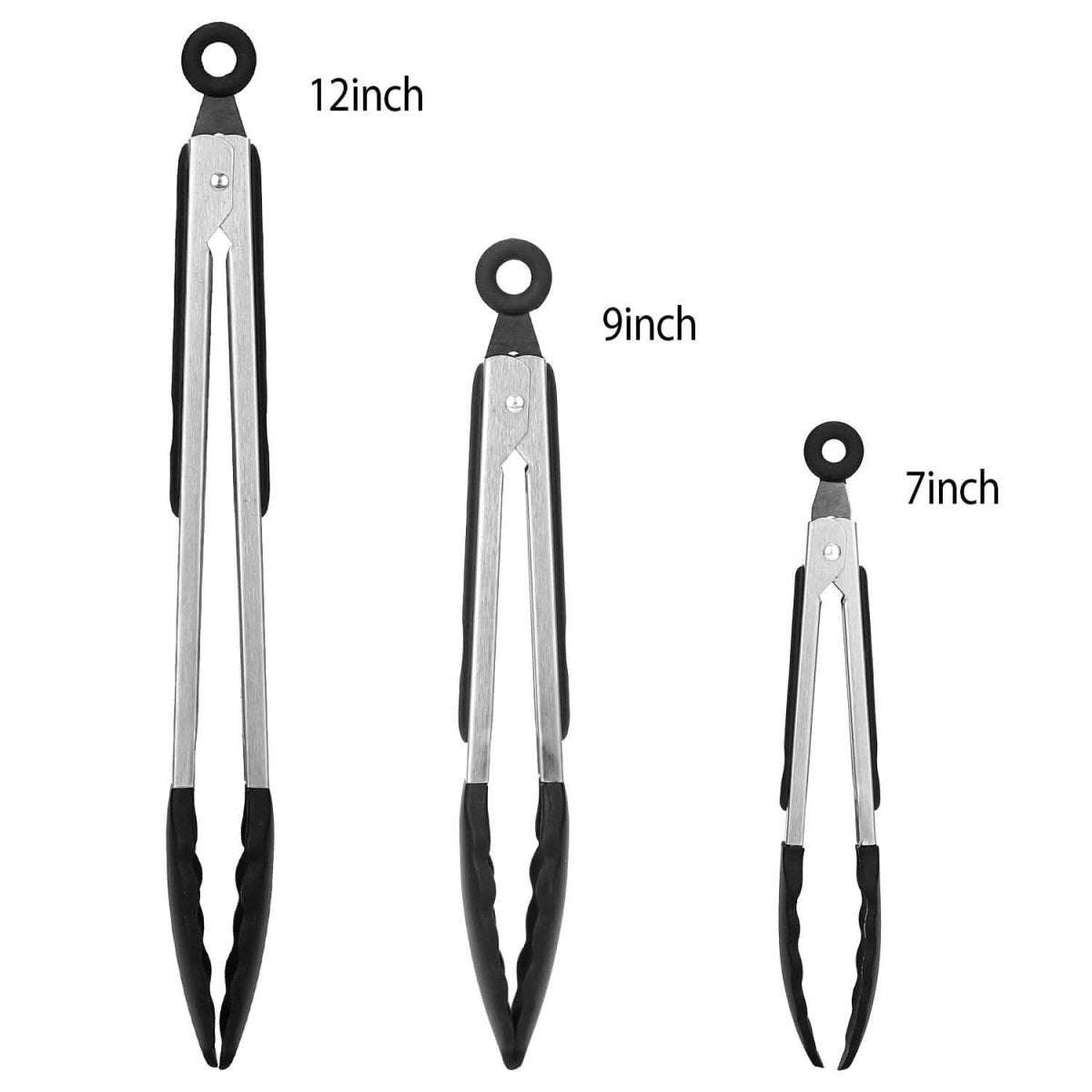 3-Pieces: Kitchen Tongs Stainless Steel with Silicon Cartsfy Inc.