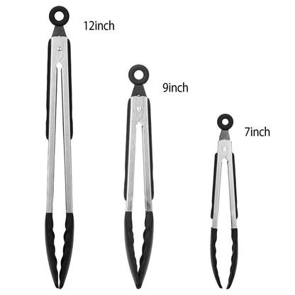 3-Pieces: Kitchen Tongs Stainless Steel with Silicon Cartsfy Inc.