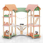 3-Tier Wooden Dollhouse for Kids Aged 3-8 Years Old with 32 Pieces of Accessories-Multicolor Cartsfy Inc.