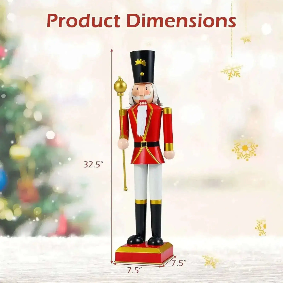 32.5 Inch Christmas Nutcracker with High Hat and Beautiful Scepter Cartsfy Inc.