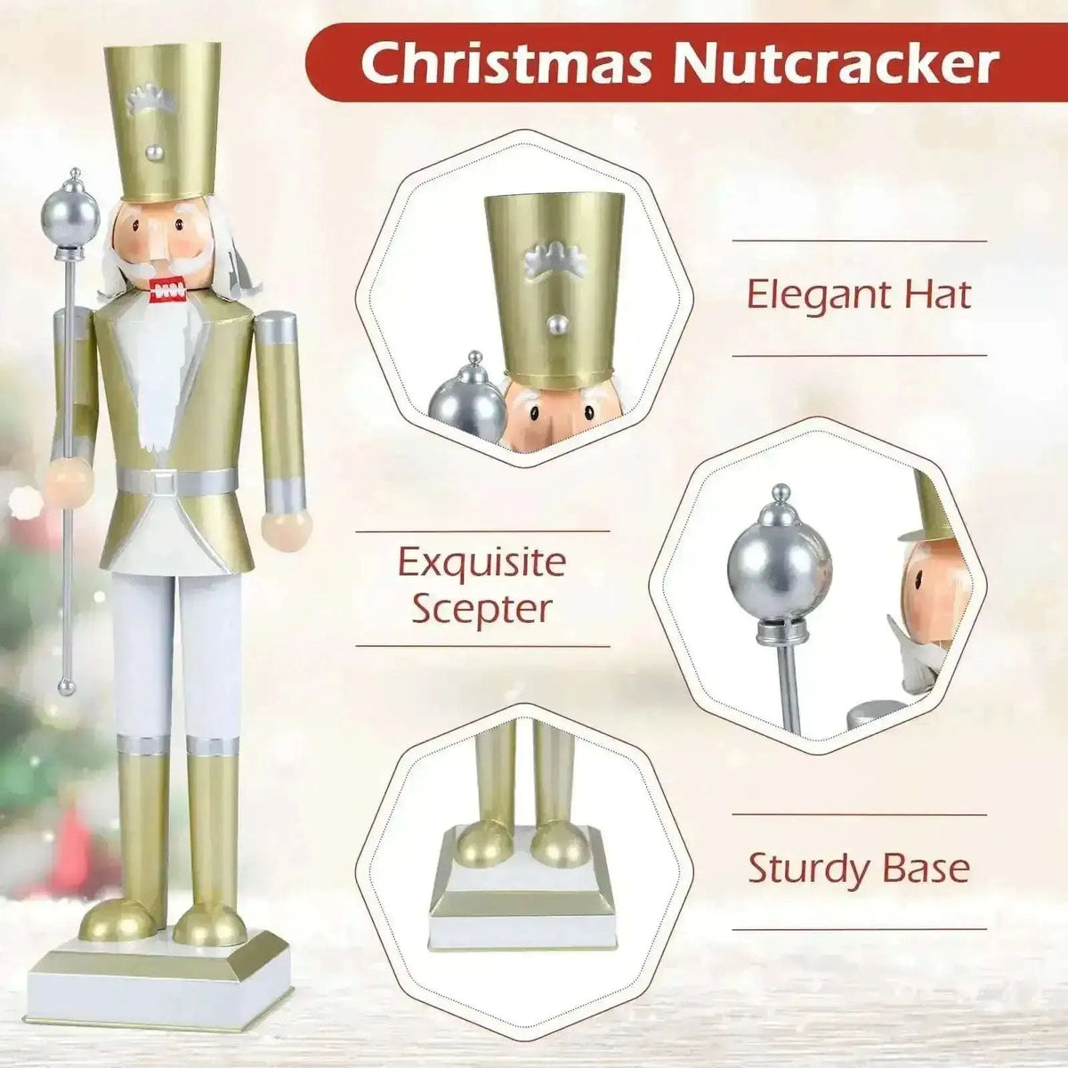 32.5 Inch Christmas Nutcracker with High Hat and Beautiful Scepter Cartsfy Inc.