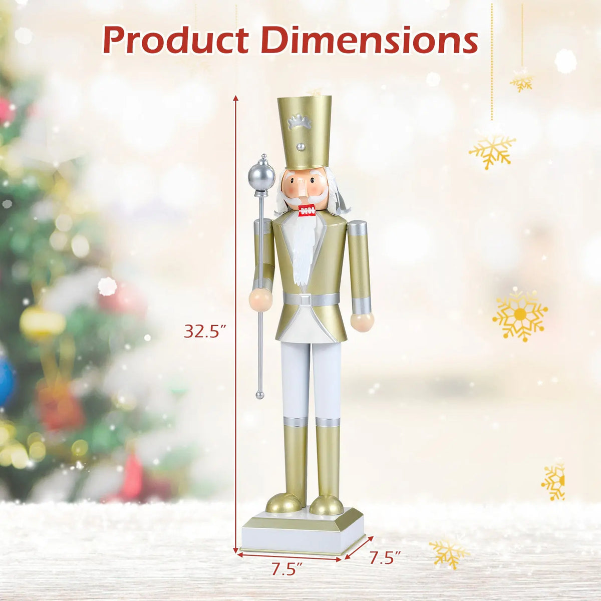 32.5 Inch Christmas Nutcracker with High Hat and Beautiful Scepter