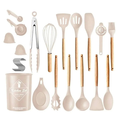 35-Pieces: Kitchen Cooking Utensils Set DailySale Khaki Green White Khaki-Green-White-