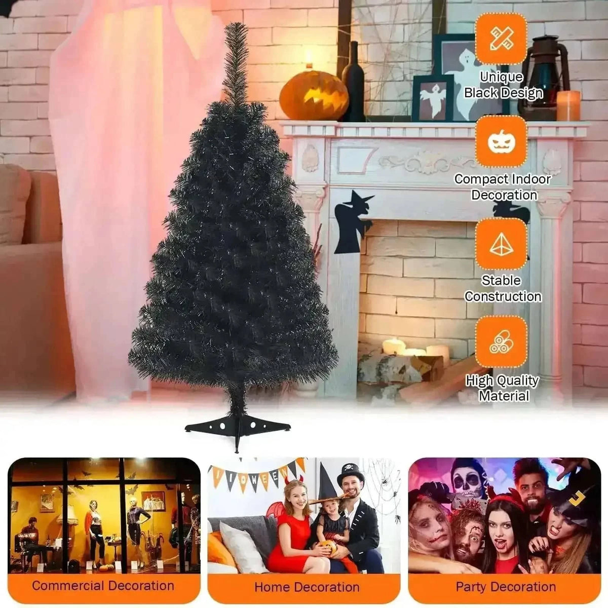 36 Inch Unlit Artificial Christmas Mini Tree with Plastic Stand-Green Cartsfy Inc.