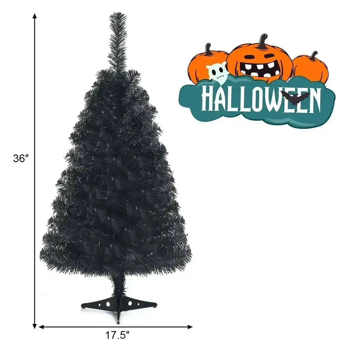 36 Inch Unlit Artificial Christmas Mini Tree with Plastic Stand-Green Cartsfy Inc.