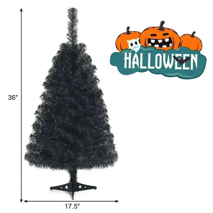 36 Inch Unlit Artificial Christmas Mini Tree with Plastic Stand-Green Cartsfy Inc.