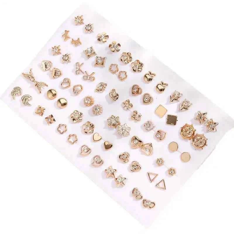 36 - Pairs: Women's Fashion Earrings Set - Assorted Heart, Flower, Geometric & More - Cartsfy Inc.