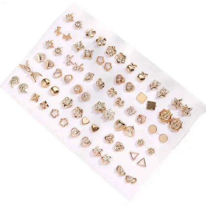 36 - Pairs: Women's Fashion Earrings Set - Assorted Heart, Flower, Geometric & More - Cartsfy Inc.