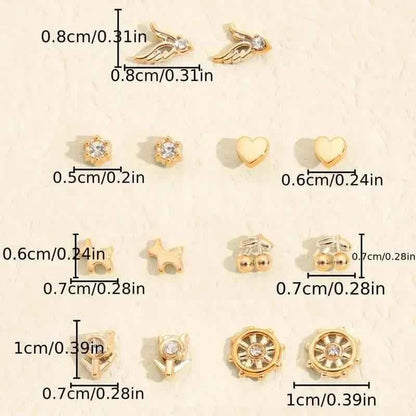 36 - Pairs: Women's Fashion Earrings Set - Assorted Heart, Flower, Geometric & More - Cartsfy Inc.