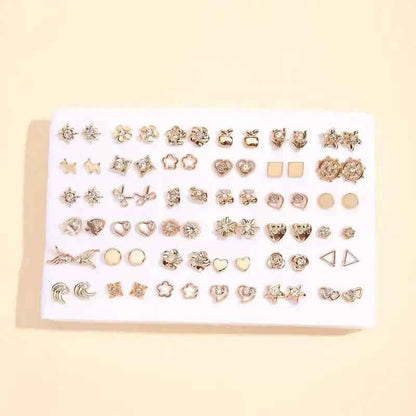 36 - Pairs: Women's Fashion Earrings Set - Assorted Heart, Flower, Geometric & More - Cartsfy Inc.