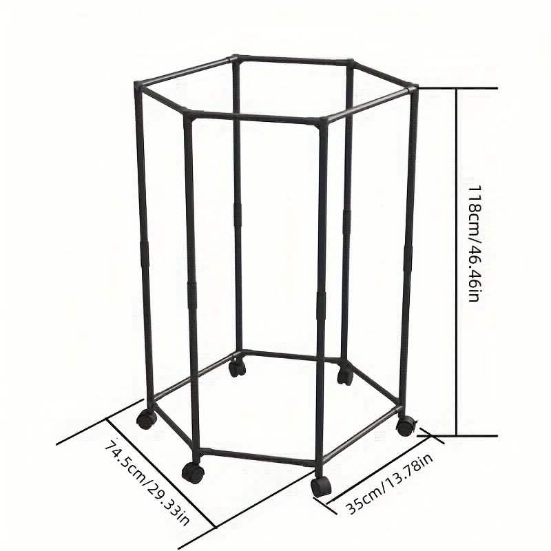 360° Rotating Freestanding Clothing Rack – Hexagonal Carbon Steel Organizer with Wheels - Cartsfy Inc.