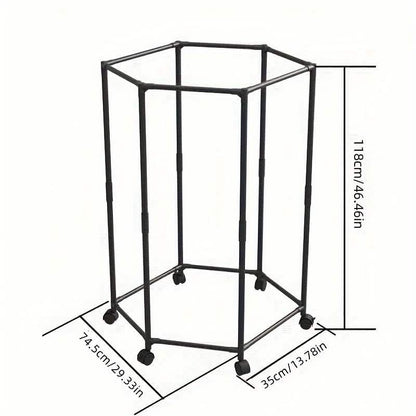 360° Rotating Freestanding Clothing Rack – Hexagonal Carbon Steel Organizer with Wheels - Cartsfy Inc.