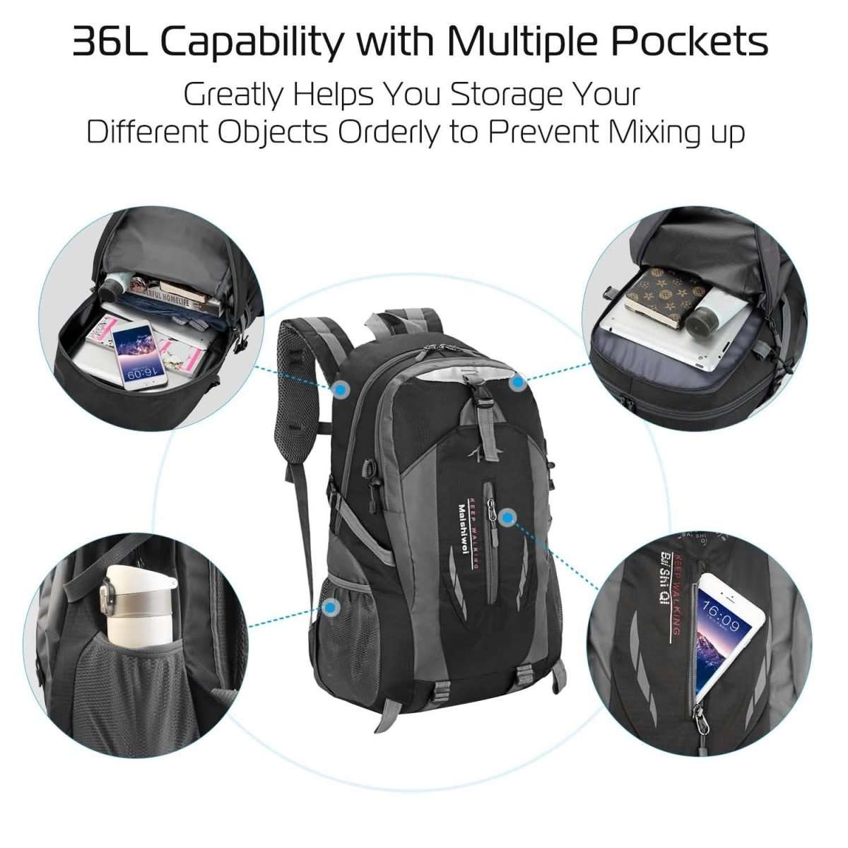 36L Outdoor Backpack Waterproof Travel Knapsack Cartsfy Inc.
