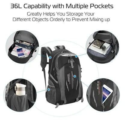 36L Outdoor Backpack Waterproof Travel Knapsack DailySale Black Blue Red Black-Blue-Red-Orange-Green-
