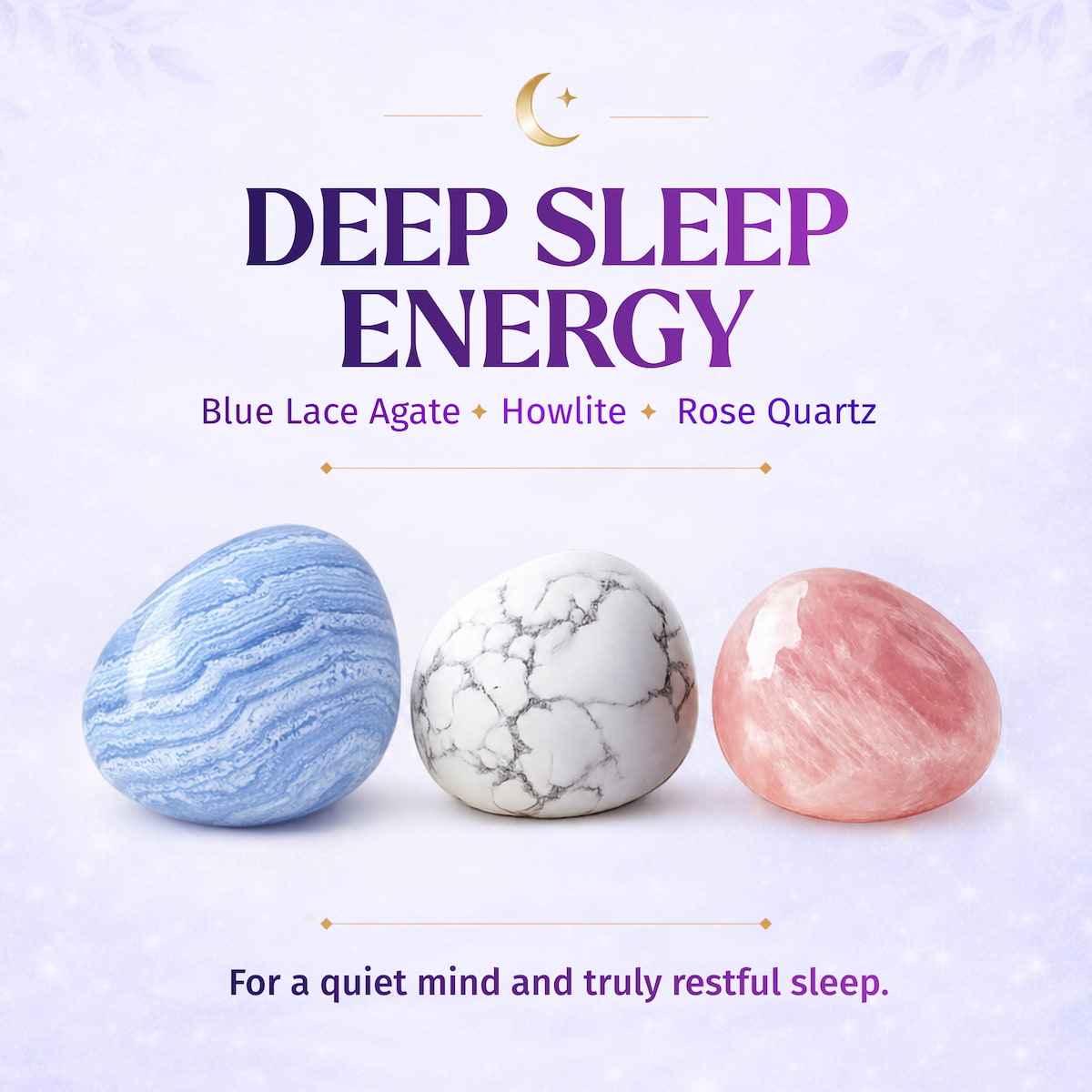 Three gemstone stones for bracelet: blue agate, white howlite, and pink rose quartz
