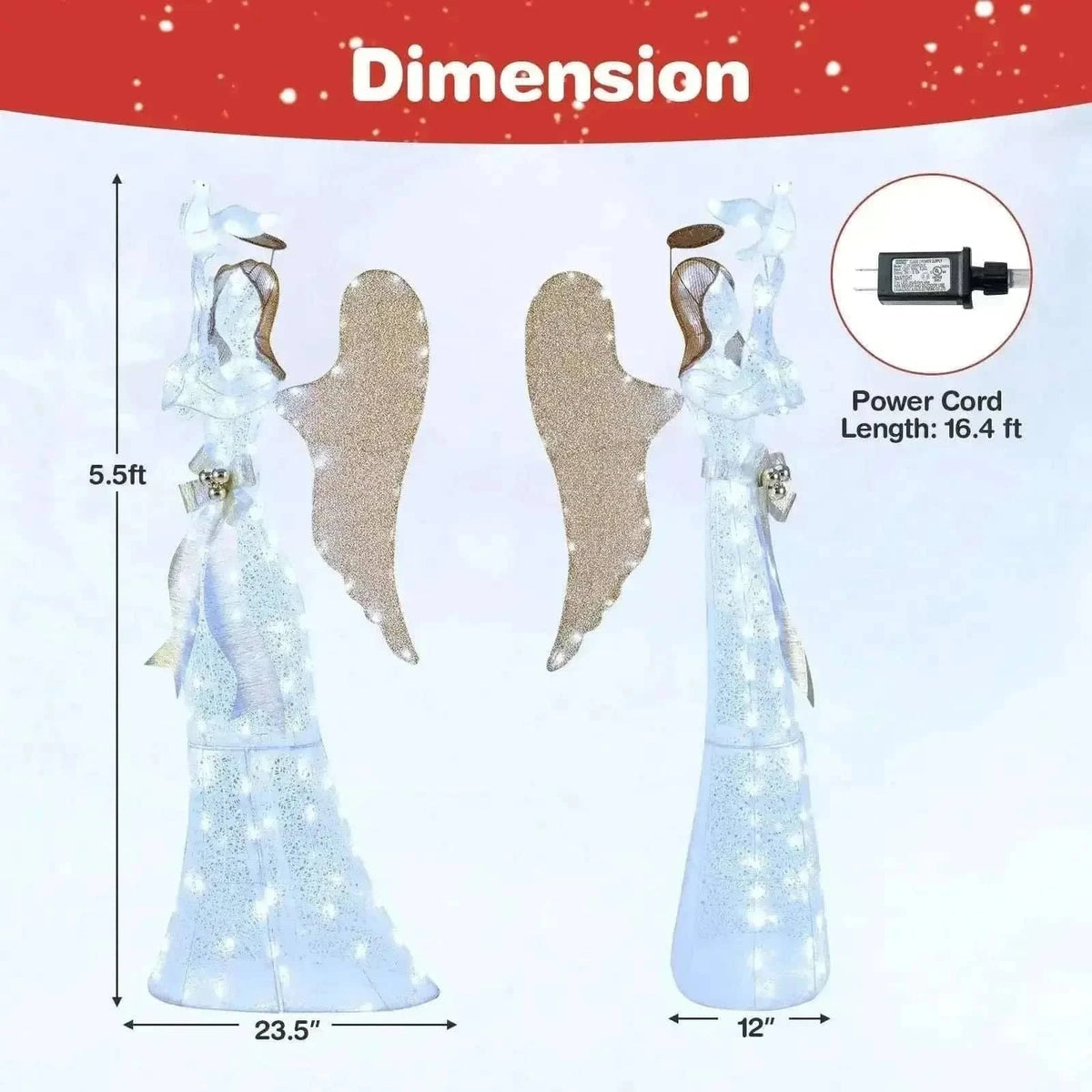 3D Lighted Angel Christmas Decoration 5.5 FT Halo Angel Cartsfy Inc.