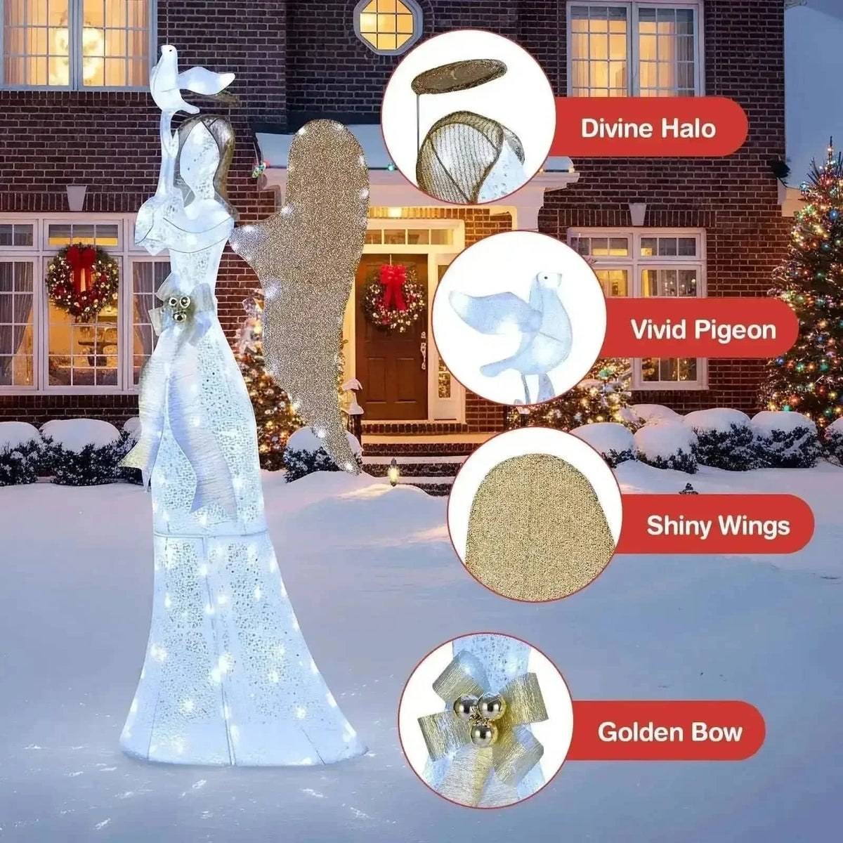 3D Lighted Angel Christmas Decoration 5.5 FT Halo Angel Cartsfy Inc.