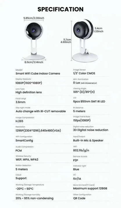 3MP Wireless security Camera – Two-Way Audio, Motion Detection, Night Vision Cartsfy Inc.
