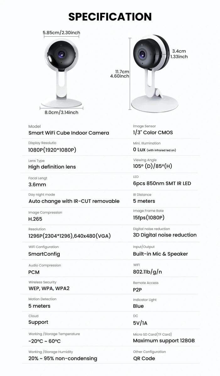 3MP Wireless Smart AI Home Security Camera – Two - Way Audio, Motion Detection, Night Vision - Cartsfy Inc.