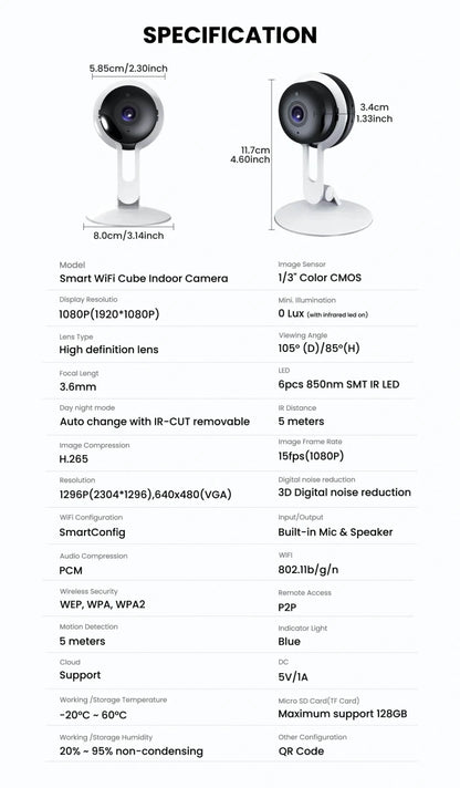 3MP Wireless Smart AI Home Security Camera – Two - Way Audio, Motion Detection, Night Vision - Cartsfy Inc.