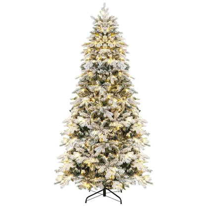 4.5/6/7 Feet Flocked Christmas Tree with Warm White LED Lights Cartsfy Inc.