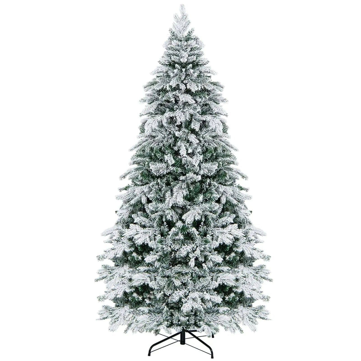 4.5/6/7 Feet Flocked Christmas Tree with Warm White LED Lights Cartsfy Inc.