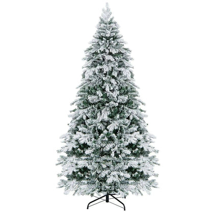 4.5/6/7 Feet Flocked Christmas Tree with Warm White LED Lights Cartsfy Inc.