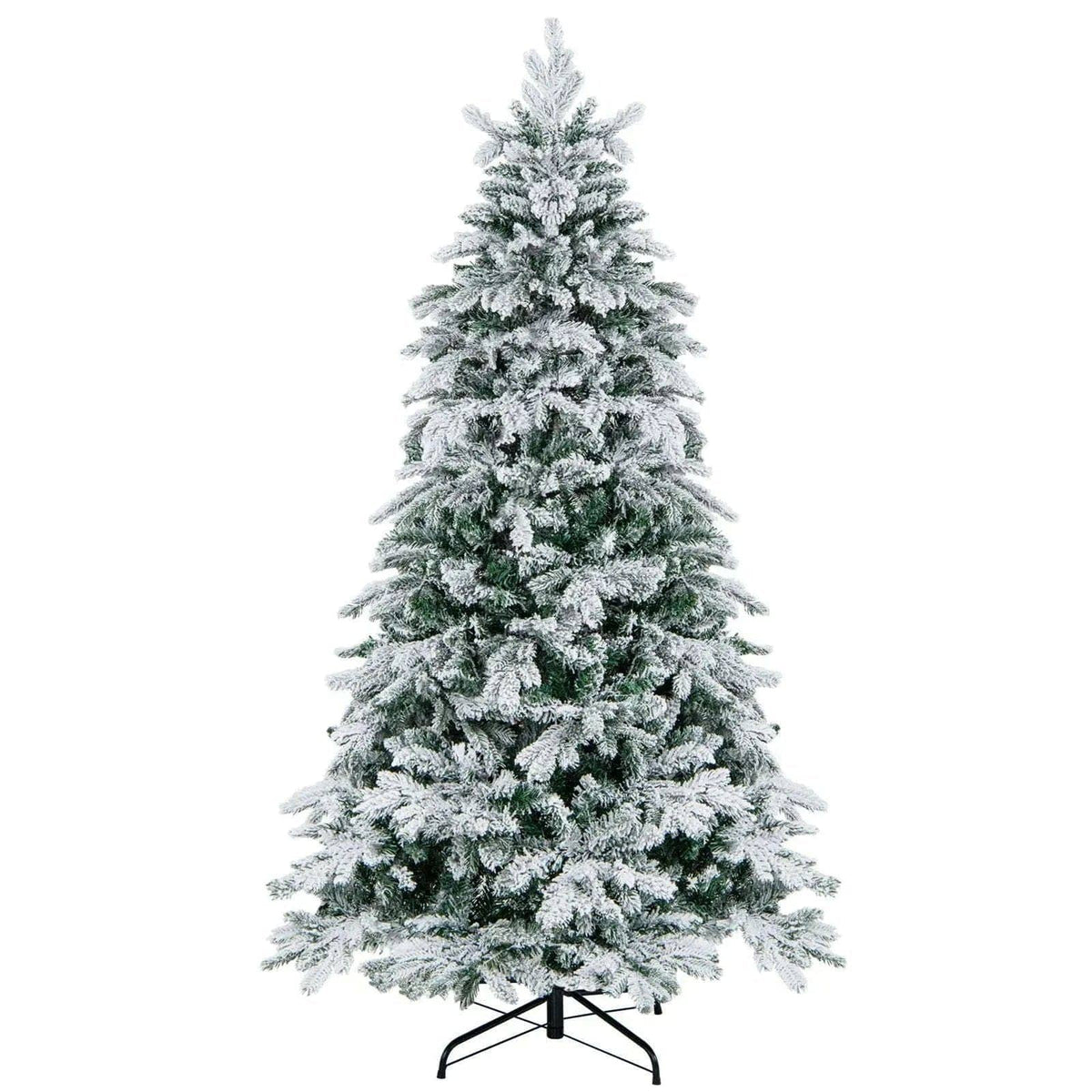 4.5/6/7 Feet Flocked Christmas Tree with Warm White LED Lights Cartsfy Inc.