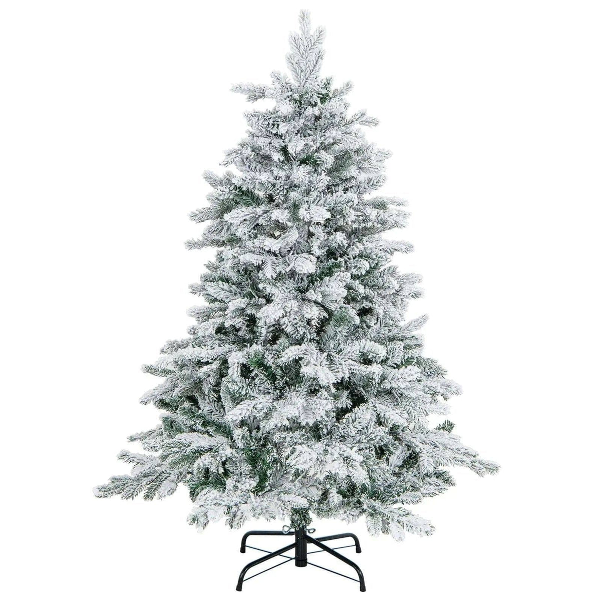 4.5/6/7 Feet Flocked Christmas Tree with Warm White LED Lights Cartsfy Inc.