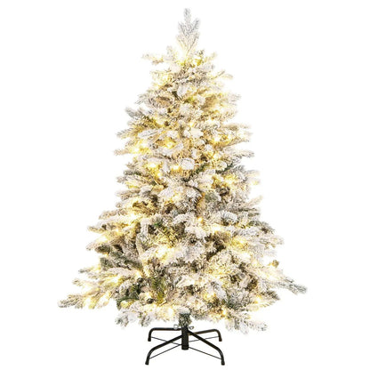 4.5/6/7 Feet Flocked Christmas Tree with Warm White LED Lights Cartsfy Inc.