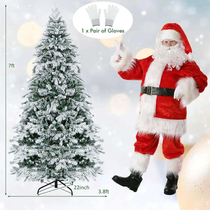 4.5/6/7 Feet Flocked Christmas Tree with Warm White LED Lights Cartsfy Inc.