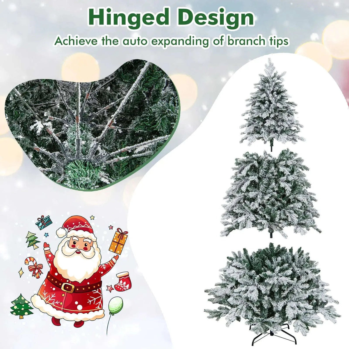 4.5/6/7 Feet Flocked Christmas Tree with Warm White LED Lights Cartsfy Inc.