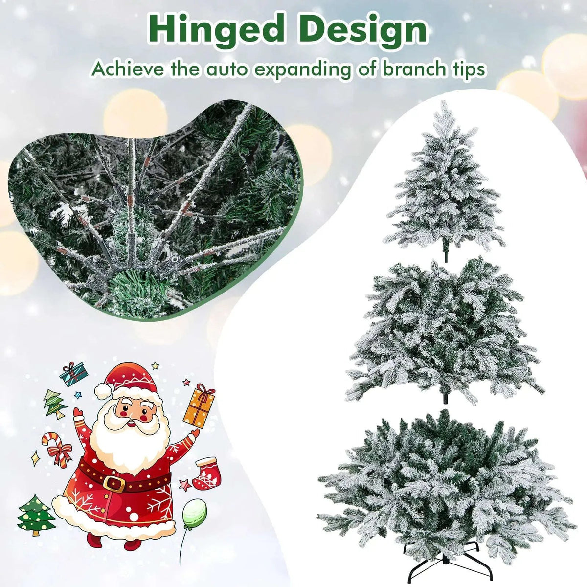 4.5/6/7 Feet Flocked Christmas Tree with Warm White LED Lights Cartsfy Inc.