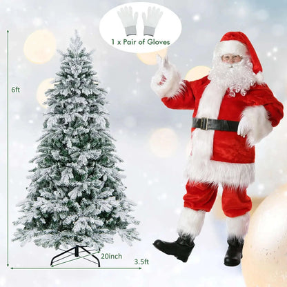 4.5/6/7 Feet Flocked Christmas Tree with Warm White LED Lights Cartsfy Inc.