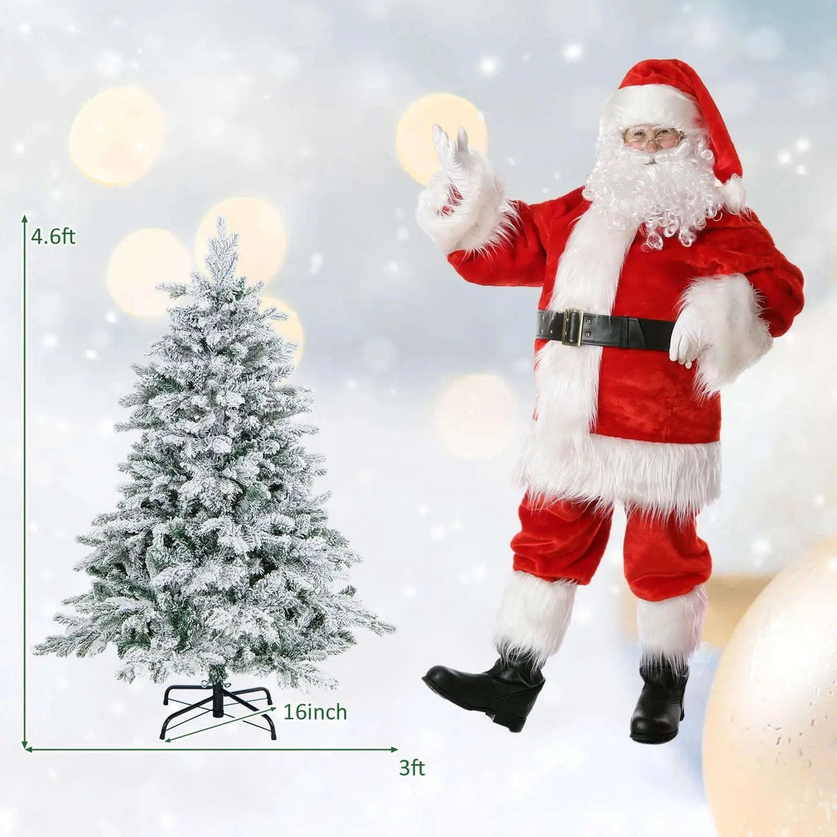 4.5/6/7 Feet Flocked Christmas Tree with Warm White LED Lights Cartsfy Inc.
