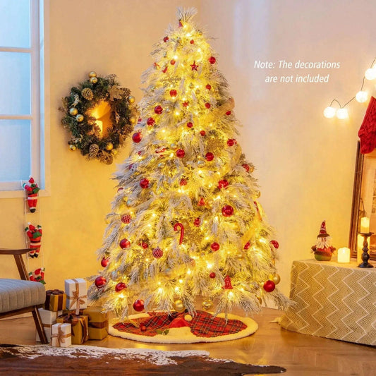4.5/6/7 Feet Pre-Lit Snow Flocked Christmas Tree with Warm White LED Lights Cartsfy Inc.