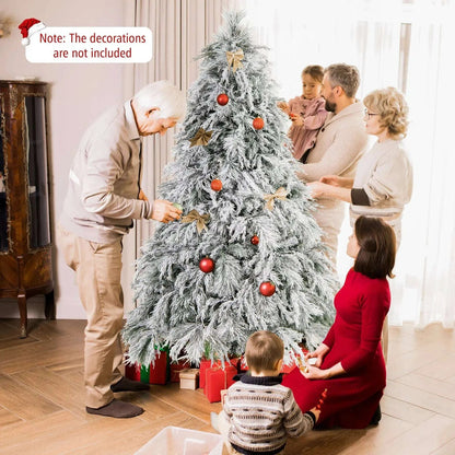 4.5/6/7 Feet Pre-Lit Snow Flocked Christmas Tree with Warm White LED Lights Cartsfy Inc.