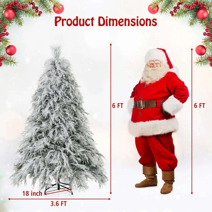 4.5/6/7 Feet Pre-Lit Snow Flocked Christmas Tree with Warm White LED Lights Cartsfy Inc.