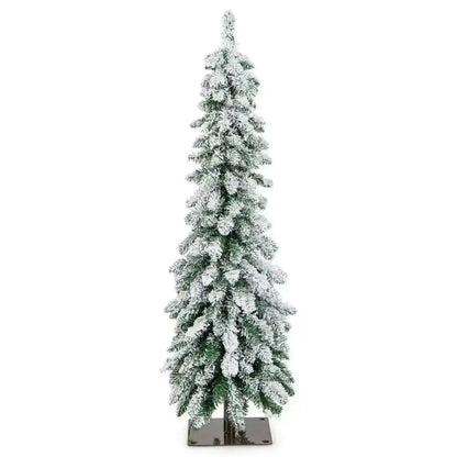 4/5/6 Feet Pre-Lit Artificial Christmas Tree Snow-Flocked Slim Pencil Xmas Decor-5 ft Cartsfy Inc.