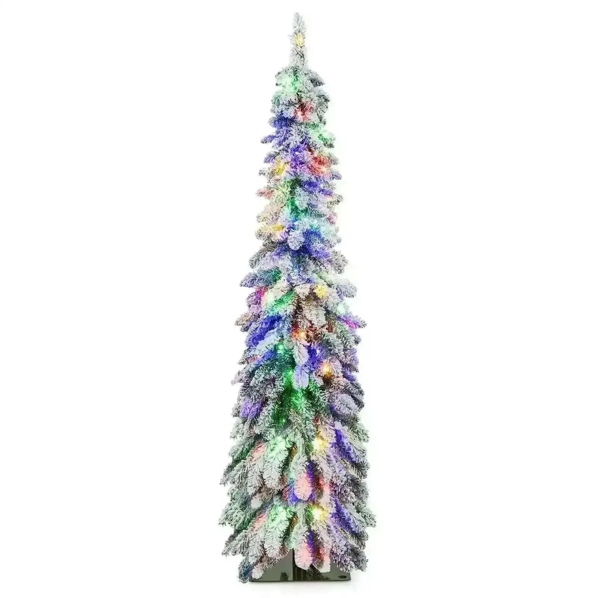 4/5/6 Feet Pre-Lit Artificial Christmas Tree Snow-Flocked Slim Pencil Xmas Decor-5 ft Cartsfy Inc.