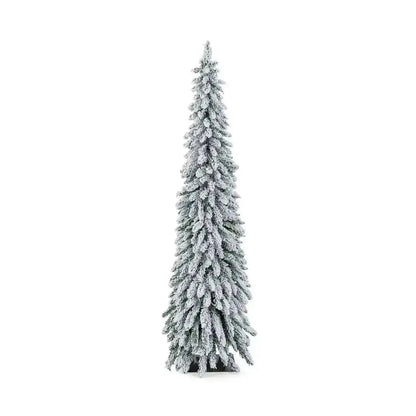 4/5/6 Feet Pre-Lit Artificial Christmas Tree Snow-Flocked Slim Pencil Xmas Decor-5 ft Cartsfy Inc.