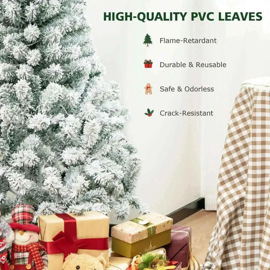 4.5 Feet Pre-Lit Premium Snow Flocked Christmas Tree with 150 Lights